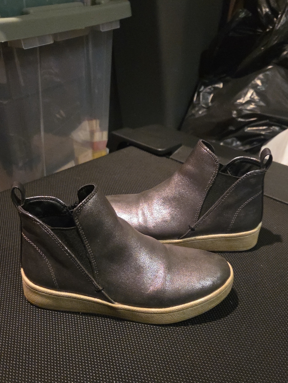 MIA Girls Metallic Black Slip-On Ankle Boots